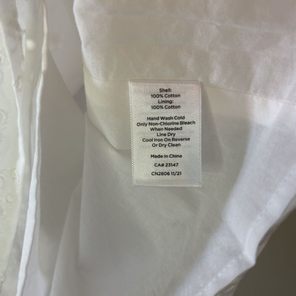 Talbots Eyelet Short Sleeve Top White Peasant Cottage Blouse Sz Medium Petite - Picture 4 of 7